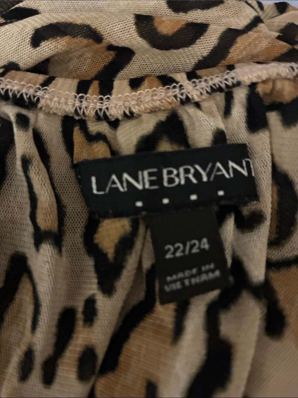 Lane Bryant Tan and Black Leopard Print Ruffle-Hem Tunic